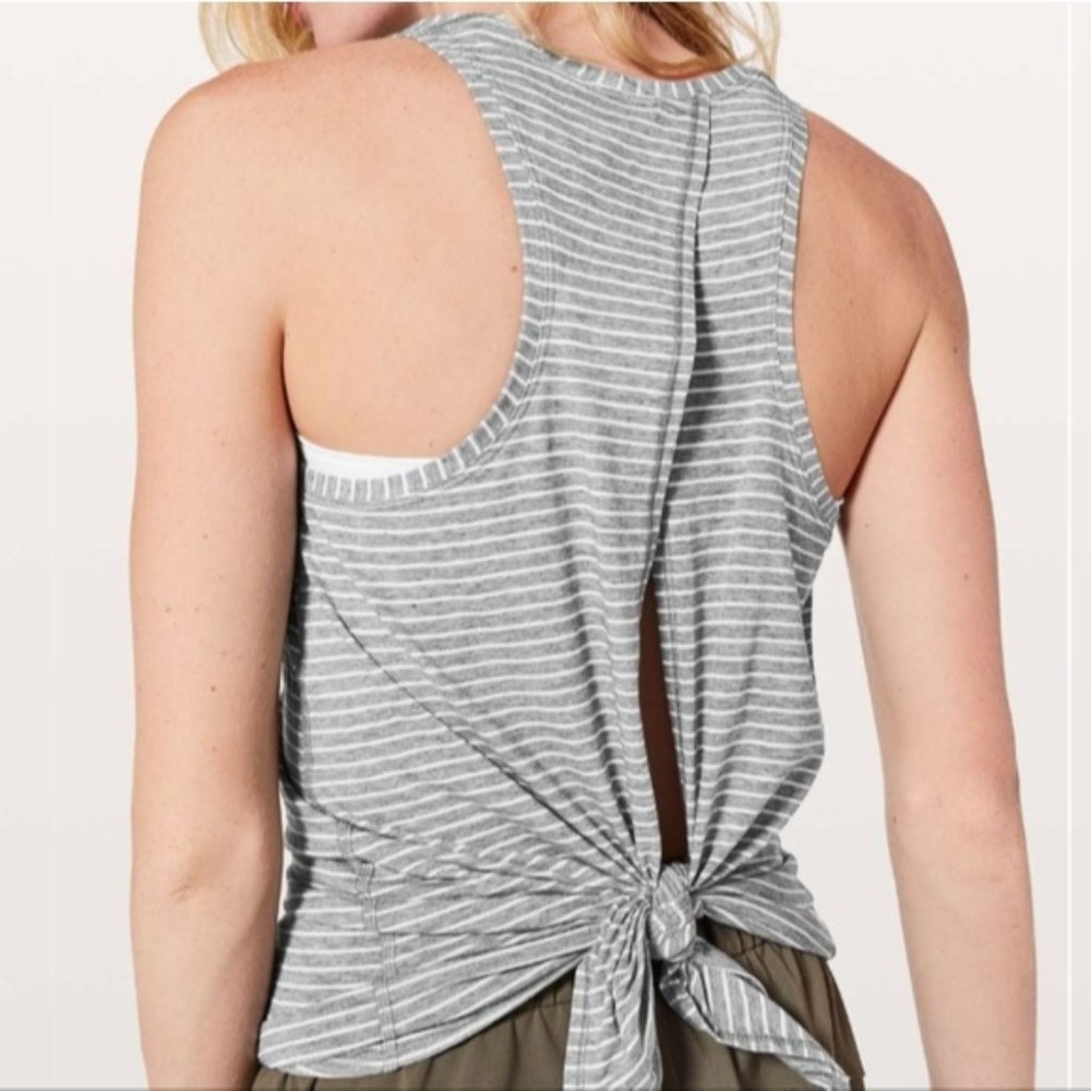 Lululemon All Tied Up Tank Modern Stripe Heathered Medium Grey White